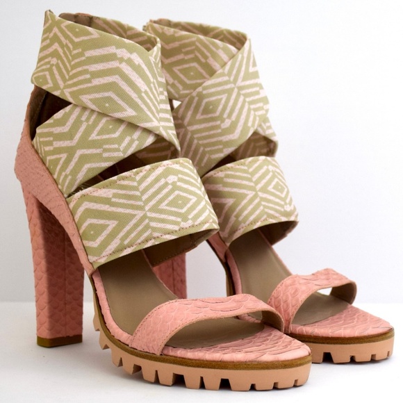Donald J Pliner Heels 9 Sandals Ishia Leather Pink - Picture 2 of 7